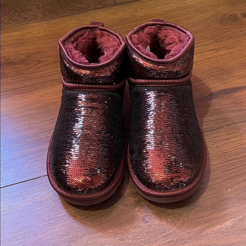 Sparkling purple/maroon women’s ankle UGG Boots Size 8